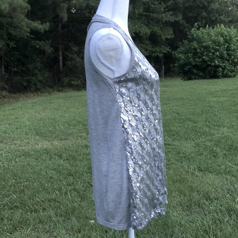 Kische Silver Gray Sequined Tank Top Size Small - Picture 4 of 8
